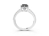 White gold Fancy Black Princess Cut Solitaire Diamond Engagement Ring with Pavé Band and Six-Prong Setting_27