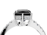 White gold Fancy Black Princess Cut Solitaire Diamond Engagement Ring with Pavé Band and Six-Prong Setting_28
