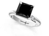 White gold Fancy Black Princess Cut Solitaire Diamond Engagement Ring with Twisted Pave Band and Four-Prong Setting_40