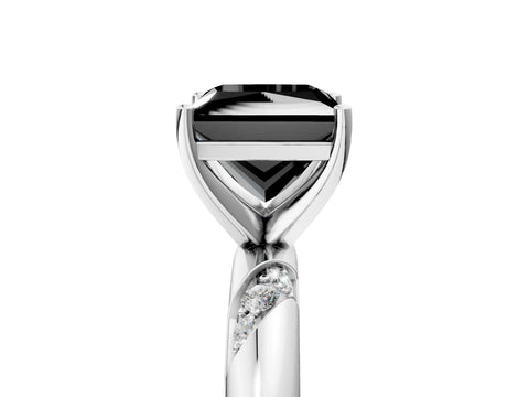 White gold Fancy Black Princess Cut Solitaire Diamond Engagement Ring with Twisted Pave Band and Four-Prong Setting_42
