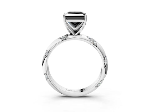 White gold Fancy Black Princess Cut Solitaire Diamond Engagement Ring with Twisted Pave Band and Four-Prong Setting_42