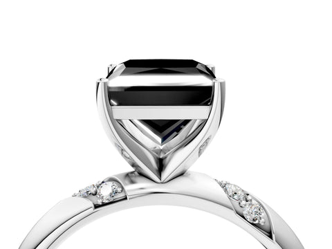 White gold Fancy Black Princess Cut Solitaire Diamond Engagement Ring with Twisted Pave Band and Four-Prong Setting_43