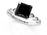 White gold Fancy Black Princess Cut Solitaire Diamond Ring with Infinity Twist Band and Four-Prong Setting_1