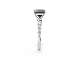 White gold Fancy Black Princess Cut Solitaire Diamond Ring with Pave Band and Four-Prong Setting_2