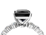 White gold Fancy Black Princess Cut Solitaire Diamond Ring with Pave Band and Four-Prong Setting_4