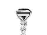 White gold Fancy Black Princess Cut Solitaire Diamond Ring with Pave Band and Four-Prong Setting_5