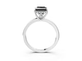 White gold Fancy Black Princess Cut Solitaire Diamond Ring with Prong Setting and Plain Band_15