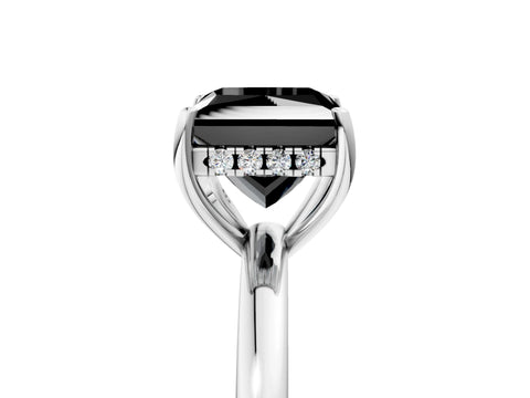 White gold Fancy Black Princess Cut Solitaire Diamond Ring with Prong Setting and Plain Band_17