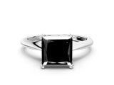 White gold Fancy Black Princess Cut Solitaire Diamond Ring with Six-Prong Setting and Classic Band_24
