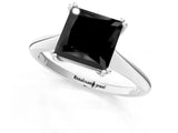 White gold Fancy Black Princess Cut Solitaire Diamond Ring with Six-Prong Setting and Classic Band_25