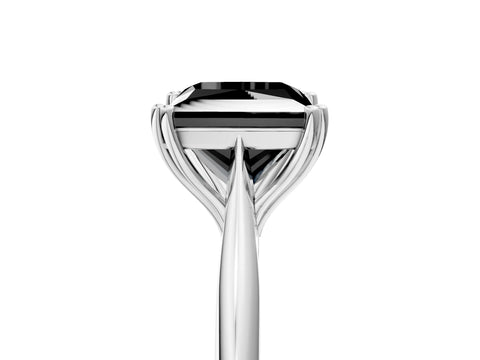 White gold Fancy Black Princess Cut Solitaire Diamond Ring with Six-Prong Setting and Classic Band_5