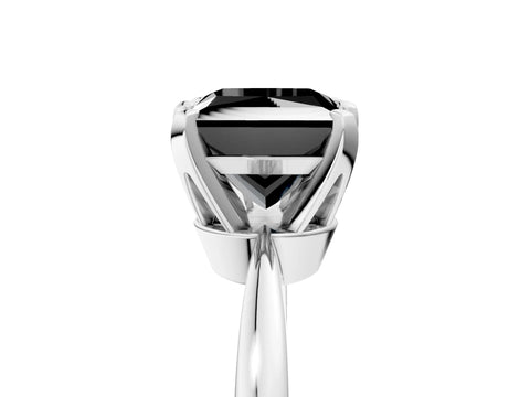 White gold Fancy Black Princess Cut Solitaire Engagement Ring with Six-Prong Setting and Tapered Band_5