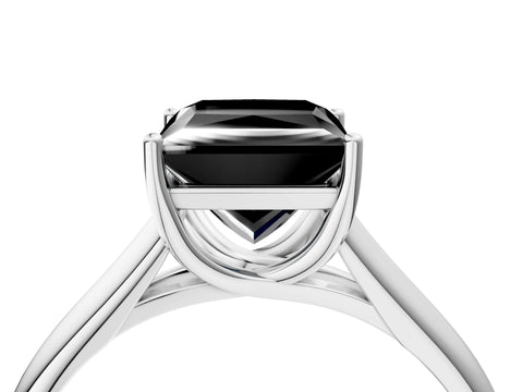 White gold Fancy Black Princess Cut Solitaire Engagement Ring with Tapered Band and Four-Prong Setting_19
