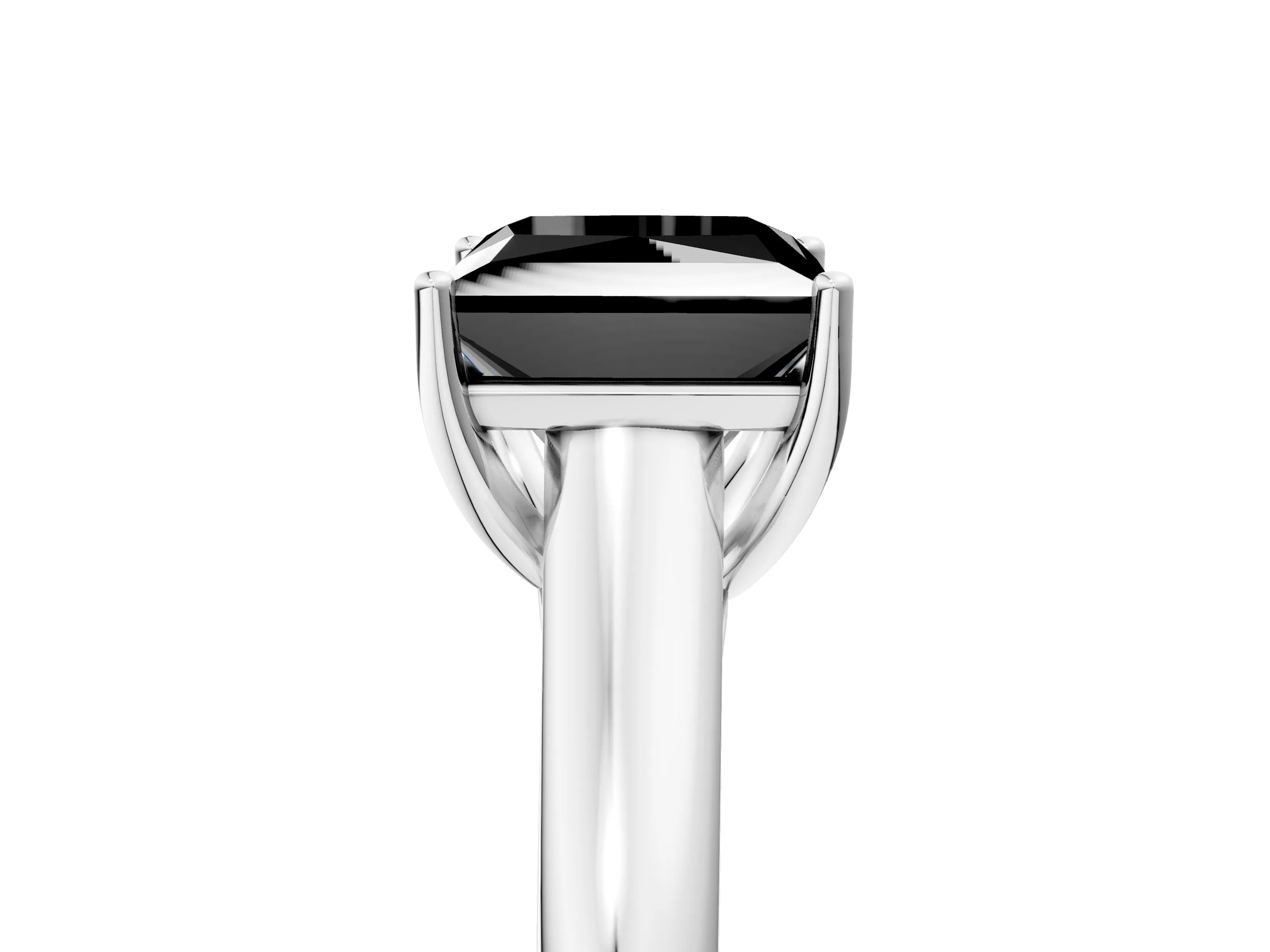 White gold Fancy Black Princess Cut Solitaire Engagement Ring with Tapered Band and Four-Prong Setting_20