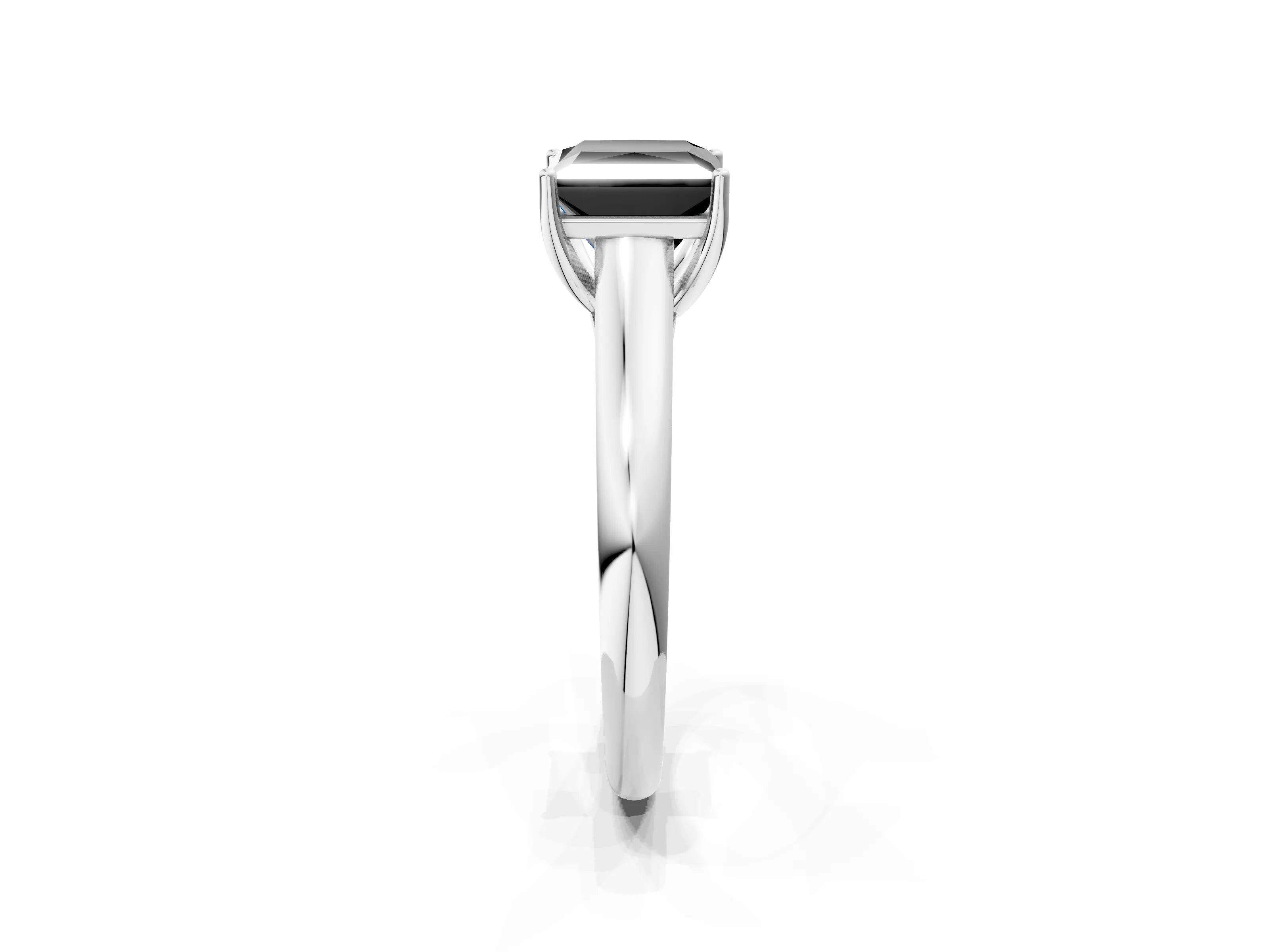 White gold Fancy Black Princess Cut Solitaire Engagement Ring with Tapered Band and Four-Prong Setting_5