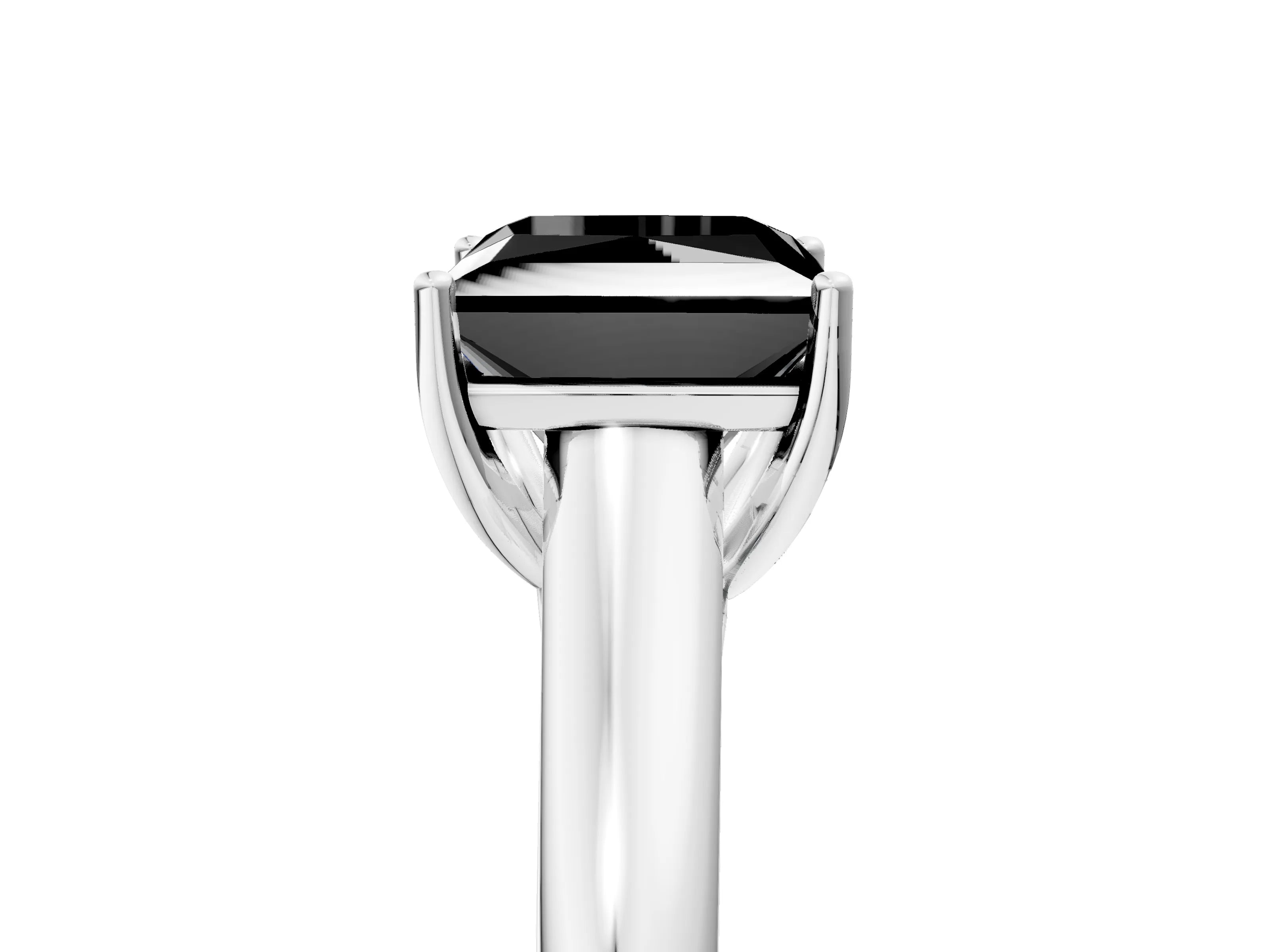 White gold Fancy Black Princess Cut Solitaire Engagement Ring with Tapered Band and Four-Prong Setting_8