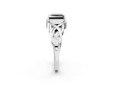 White gold Fancy Black Princess Cut Solitaire Intertwined Band Prong Setting Ring_2