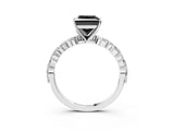 White gold Fancy Black Princess Cut Solitaire Marquise Side Stone Prong Setting Ring_3