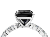 White gold Fancy Black Princess Cut Solitaire Marquise Side Stone Prong Setting Ring_4