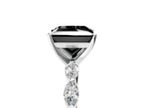 White gold Fancy Black Princess Cut Solitaire Marquise Side Stone Prong Setting Ring_5