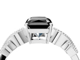 White gold Fancy Black Princess Cut Solitaire Milgrain Leaf Band with Prong Setting_16