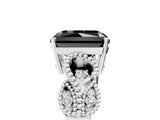 White gold Fancy Black Princess Cut Solitaire Milgrain Leaf Band with Prong Setting_17