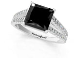 White gold Fancy Black Princess Cut Solitaire Split Shank Pavé Diamond Engagement Ring_1