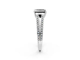 White gold Fancy Black Princess Cut Solitaire Split Shank Pavé Diamond Engagement Ring_2