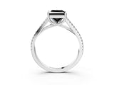 White gold Fancy Black Princess Cut Solitaire Split Shank Pavé Diamond Engagement Ring_3