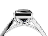 White gold Fancy Black Princess Cut Solitaire Split Shank Pavé Diamond Engagement Ring_4