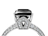 White gold Fancy Black Princess Cut Solitaire Split Shank Pave Diamond Engagement Ring with Four-Prong Setting_28