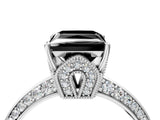 White gold Fancy Black Princess Cut Solitaire Split Shank Pave Diamond Engagement Ring with Four-Prong Setting_4