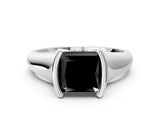 White gold Fancy Black Princess Cut Solitaire Tension Set Diamond Ring with Split Shank Band_12