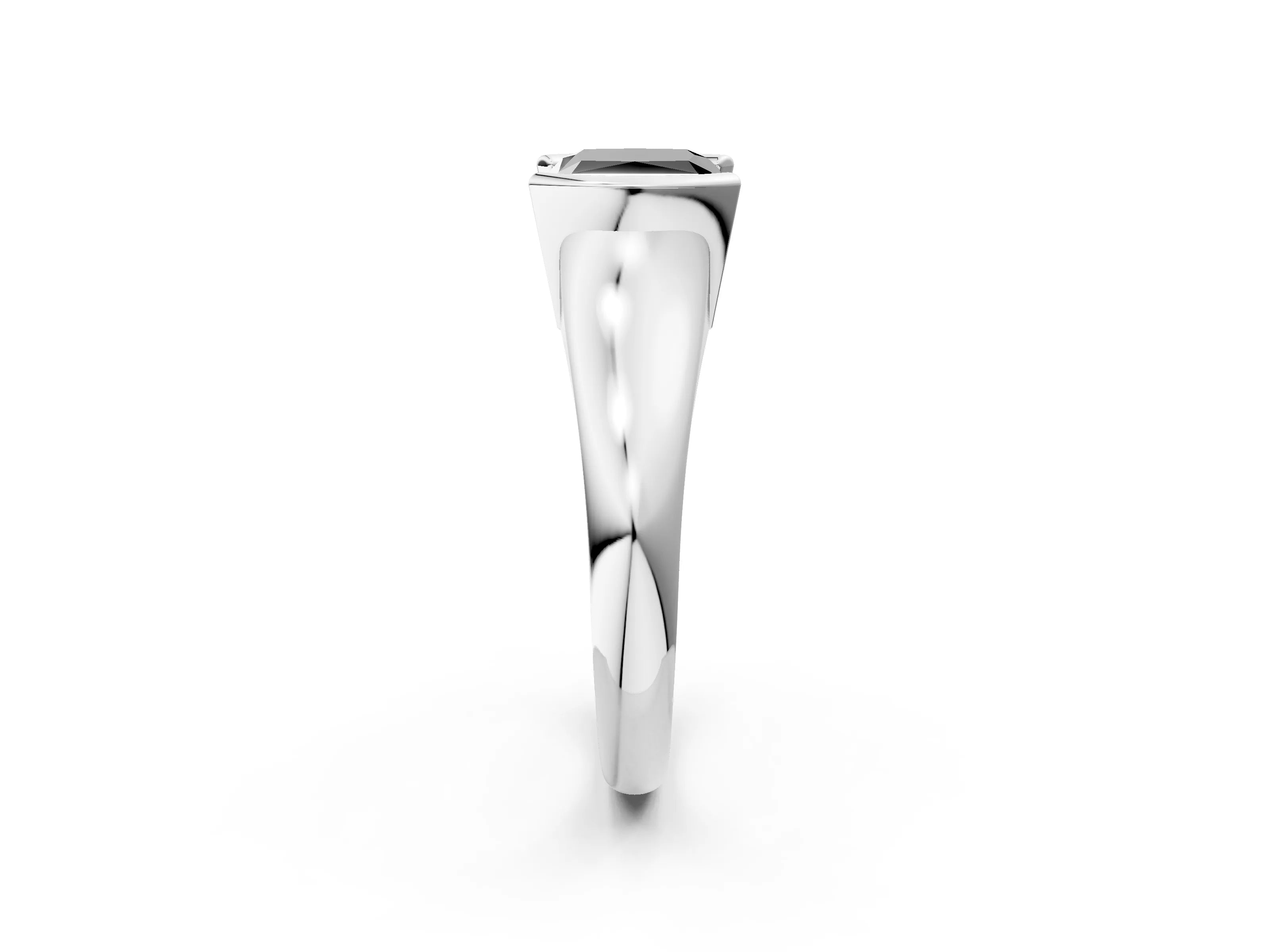 White gold Fancy Black Princess Cut Solitaire Tension Set Diamond Ring with Split Shank Band_14