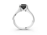 White gold Fancy Black Princess Cut Solitaire Tension Set Diamond Ring with Split Shank Band_15