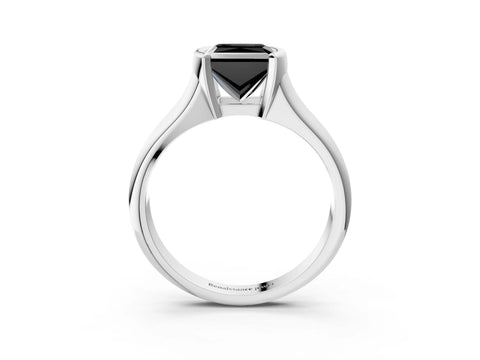 White gold Fancy Black Princess Cut Solitaire Tension Set Diamond Ring with Split Shank Band_15