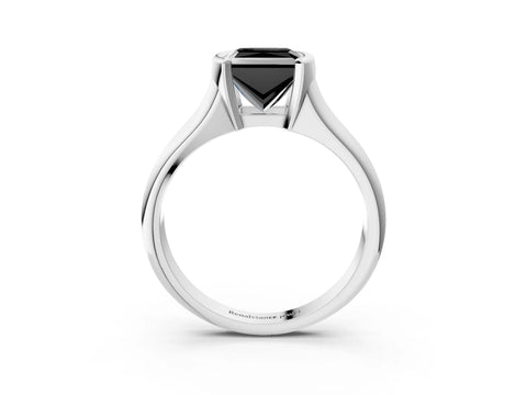 White gold Fancy Black Princess Cut Solitaire Tension Set Diamond Ring with Split Shank Band_21