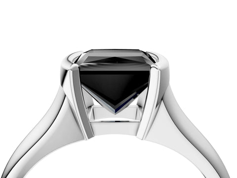 White gold Fancy Black Princess Cut Solitaire Tension Set Diamond Ring with Split Shank Band_22