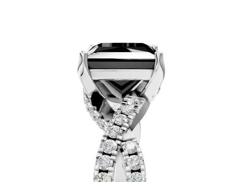 White gold Fancy Black Princess Cut Solitaire Twist Pave Diamond Engagement Ring with Prong Setting_11