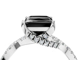 White gold Fancy Black Princess Cut Solitaire Twist Pave Diamond Engagement Ring with Prong Setting_13
