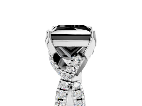 White gold Fancy Black Princess Cut Solitaire Twist Pave Diamond Engagement Ring with Prong Setting_17