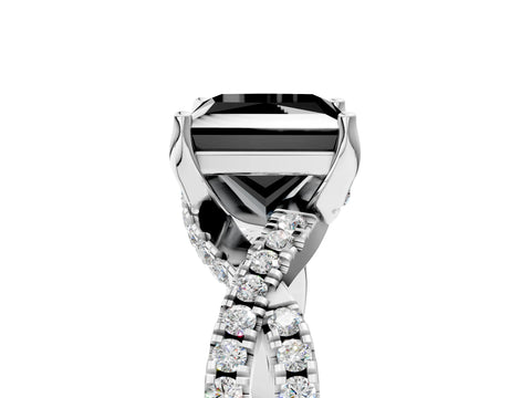 White gold Fancy Black Princess Cut Solitaire Twist Pave Diamond Engagement Ring with Prong Setting_29
