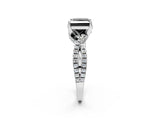 White gold Fancy Black Princess Cut Solitaire Twist Pave Diamond Engagement Ring with Prong Setting_2