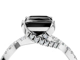 White gold Fancy Black Princess Cut Solitaire Twist Pave Diamond Engagement Ring with Prong Setting_4
