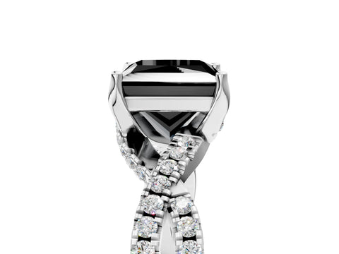 White gold Fancy Black Princess Cut Solitaire Twist Pave Diamond Engagement Ring with Prong Setting_53