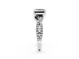 White gold Fancy Black Princess Cut Solitaire Twist Pave Diamond Engagement Ring with Prong Setting_8