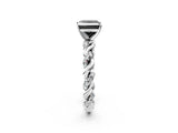 White gold Fancy Black Princess Cut Solitaire Twisted Band with Pavé Accents and Four-Prong Setting_2