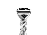 White gold Fancy Black Princess Cut Solitaire Twisted Band with Pavé Accents and Four-Prong Setting_5