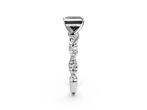 White gold Fancy Black Princess Cut Solitaire Twisted Pave Band with Four-Prong Setting_11