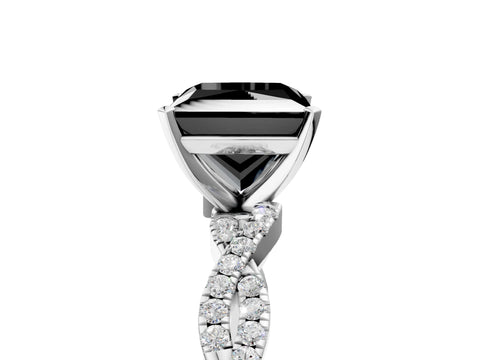 White gold Fancy Black Princess Cut Solitaire Twisted Pave Band with Four-Prong Setting_14
